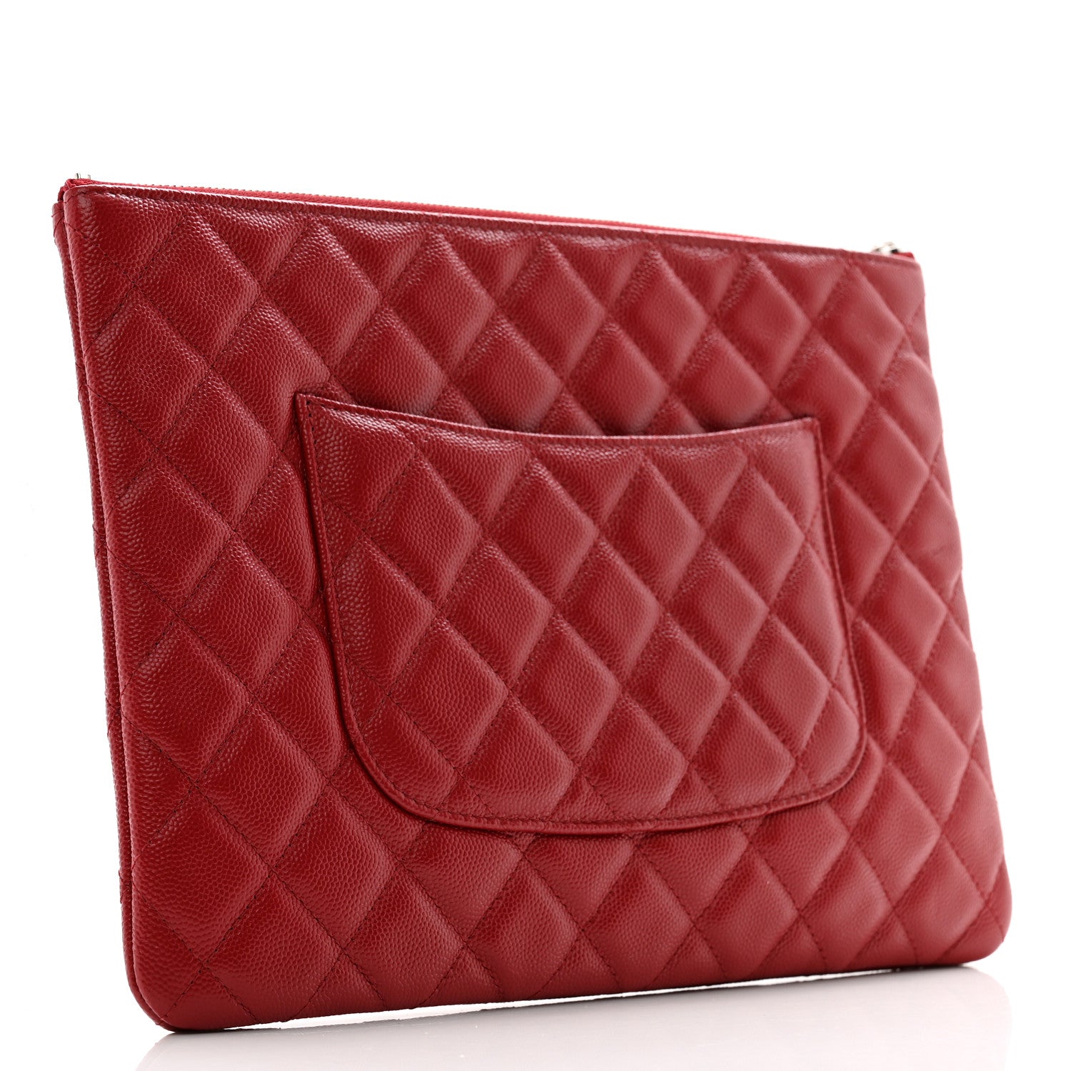 Chanel Caviar Quilted Medium Cosmetic Case Dark Red 3 of 8