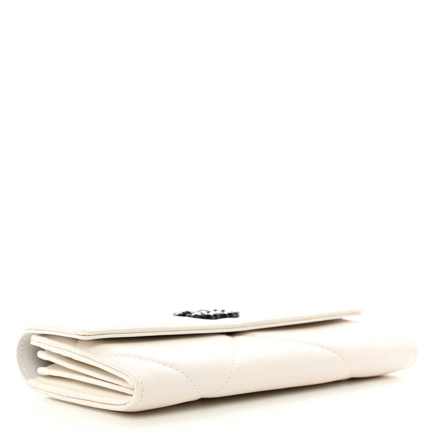 Chanel Lambskin Quilted Chanel 19 Flap Wallet White Black 4 of 9