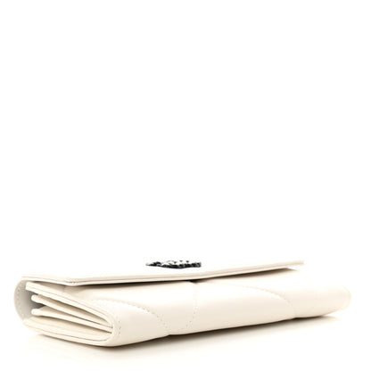 Chanel Lambskin Quilted Chanel 19 Flap Wallet White Black 4 of 9