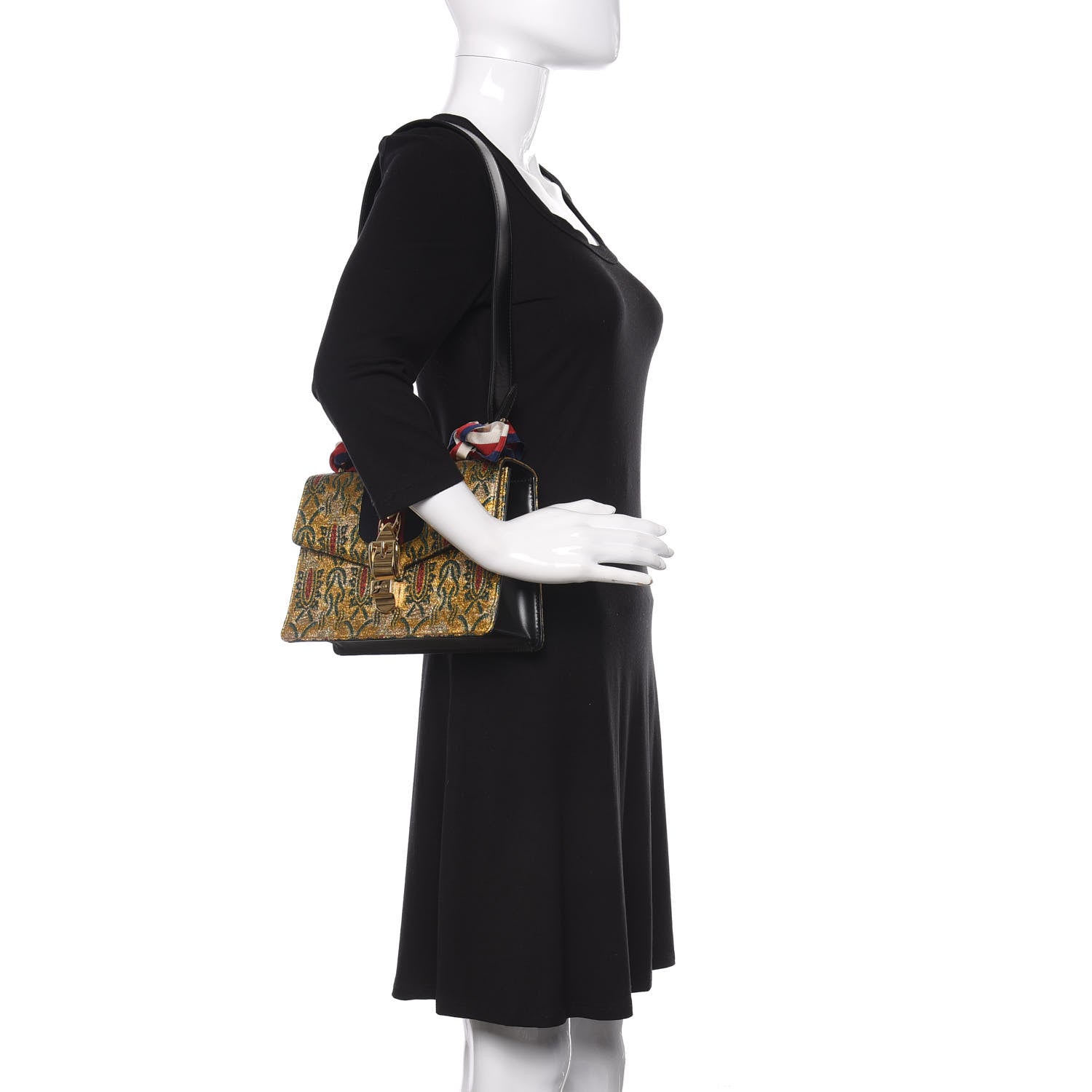 Gucci Iridescent Brocade Small Sylvie Shoulder Bag Gold 2 of 11