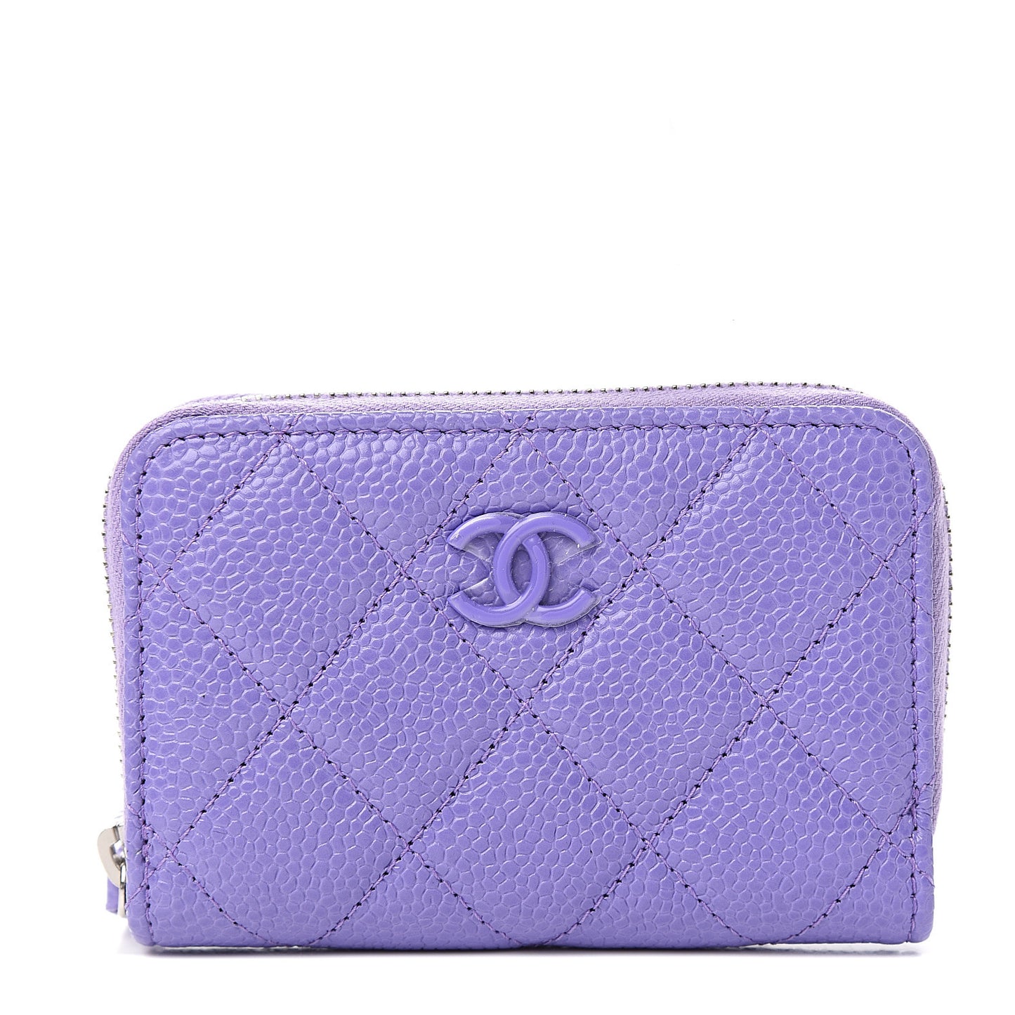 Caviar Quilted Incognito Zip Coin Purse Purple
