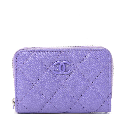 Chanel Caviar Quilted Incognito Zip Coin Purse Purple 1 of 7