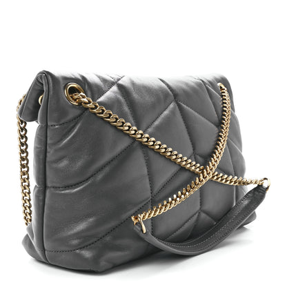 Saint Laurent Lambskin Quilted Small Loulou Puffer Monogram Chain Satchel Storm 3 of 12