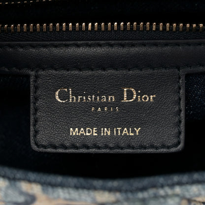 Christian Dior Denim Brocart Embroidered Saddle Bag Blue 6 of 10