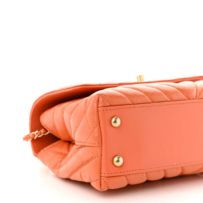 Chanel Calfskin Chevron Quilted Mini Coco Handle Flap Orange 9 of 10