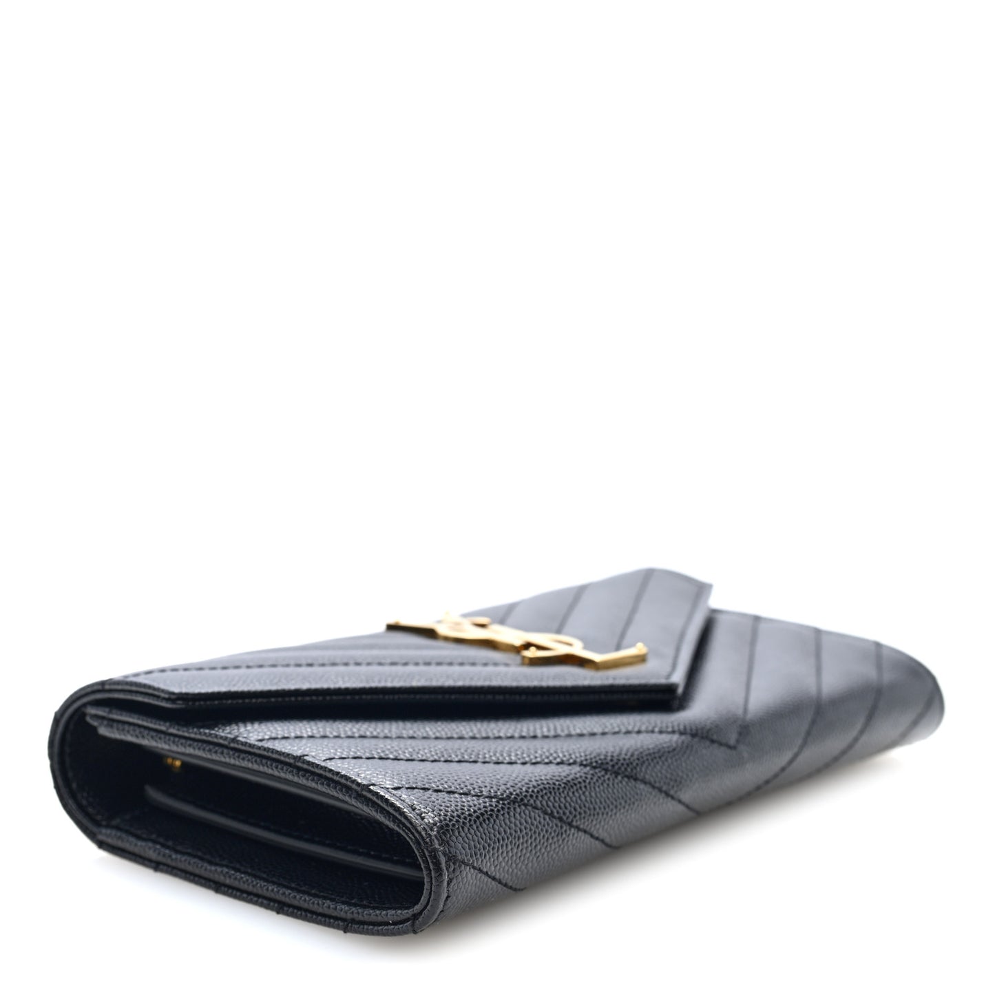 Grain De Poudre Matelasse Chevron Monogram Flap Wallet Black