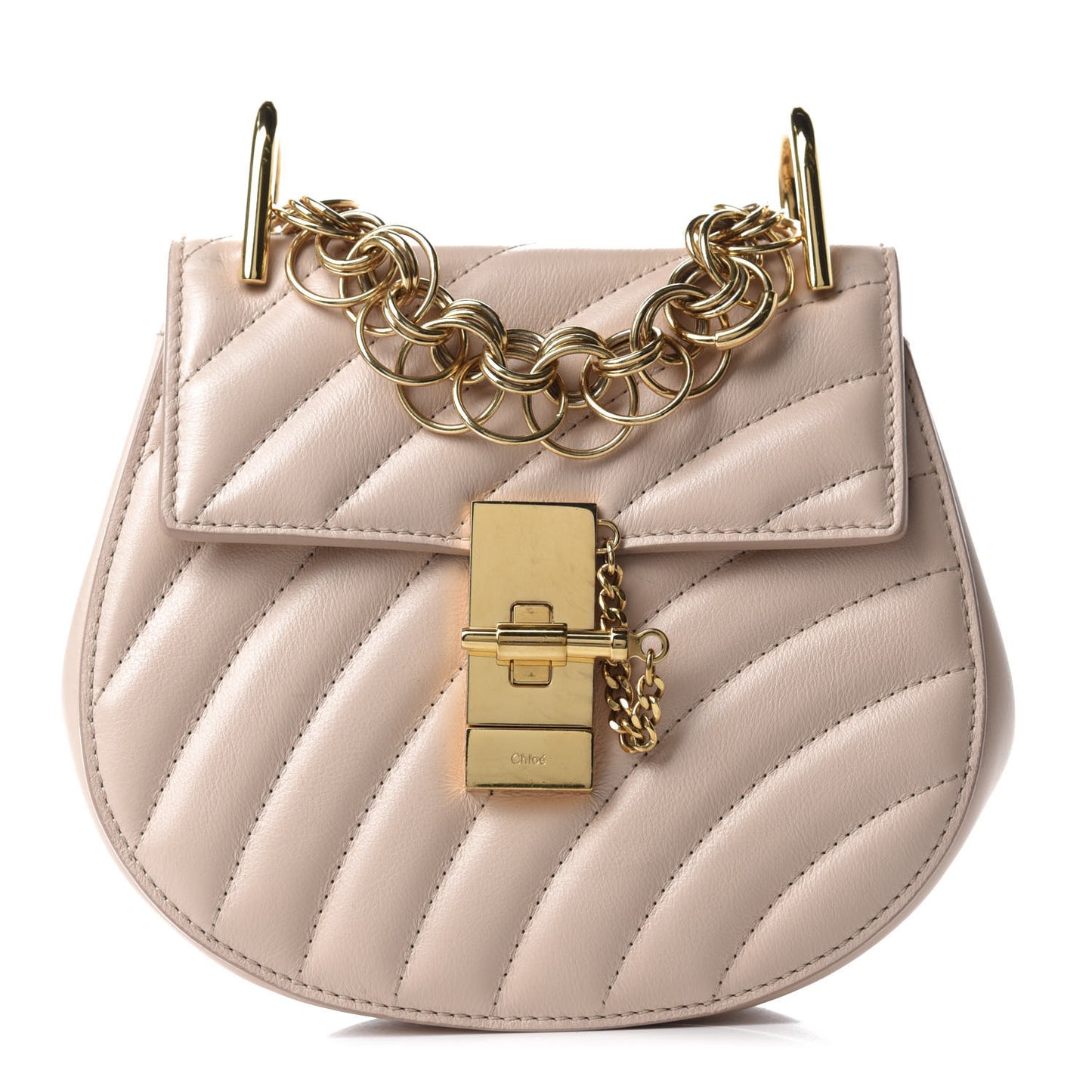 Calfskin Quilted Mini Drew Bijou Shoulder Bag Cement Pink