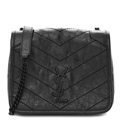 Saint Laurent Crinkled Calfskin Matelasse Monogram Niki Chain Wallet Black 1 of 10
