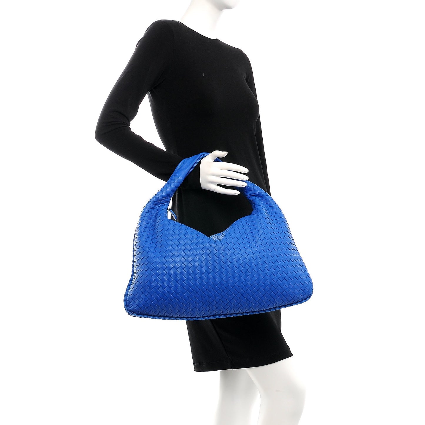 Nappa Intrecciato Large Veneta Hobo Signal Blue