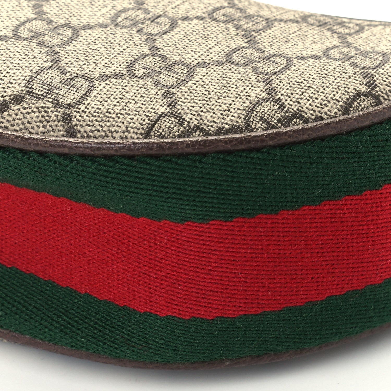 Gucci GG Supreme Monogram Textured Calfskin Web Mini Ophidia Half Moon Hobo Beige Ebony New Acero 11 of 14