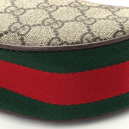 Gucci GG Supreme Monogram Textured Calfskin Web Mini Ophidia Half Moon Hobo Beige Ebony New Acero 11 of 14