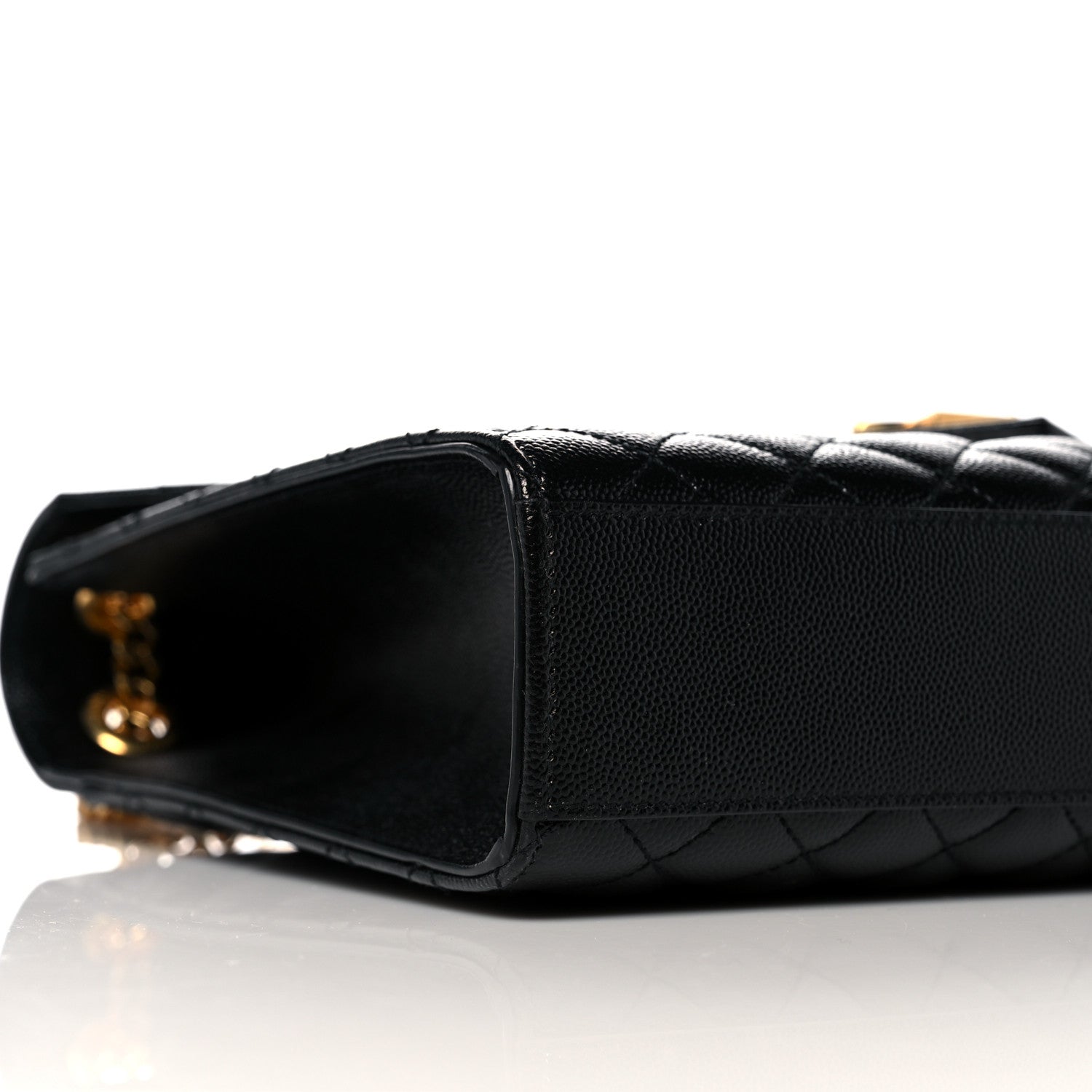Saint Laurent Grain De Poudre Textured Mixed Matelasse Large Triquilt Monogram Satchel Black 8 of 9