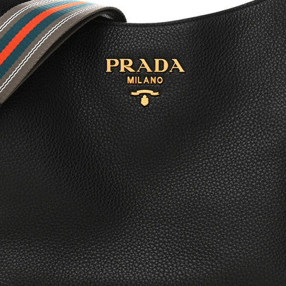 Prada Vitello Daino Hobo Messenger Bag Black 8 of 10