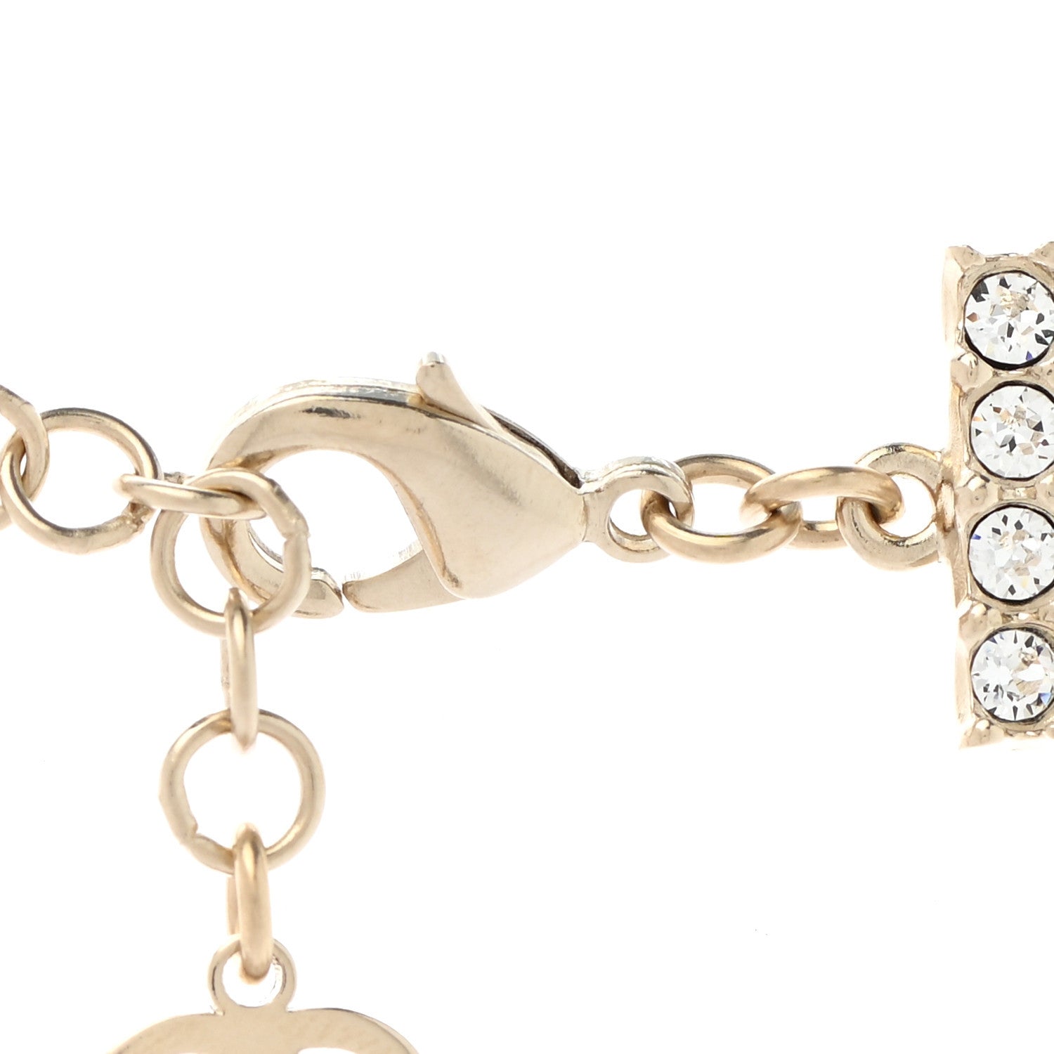 Chanel Metal Crystal Logo Choker Necklace Gold 5 of 6