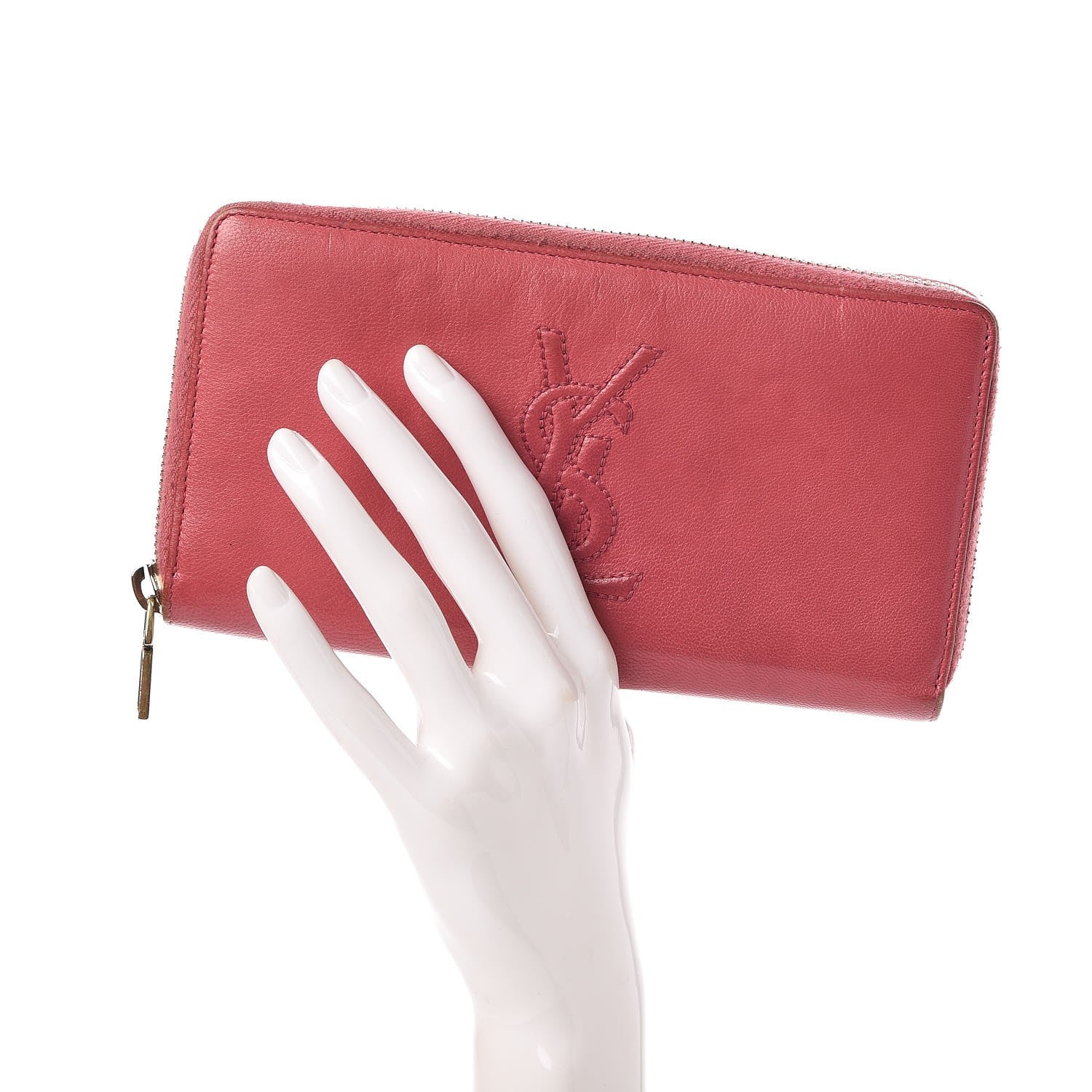 Saint Laurent Chevre Belle De Jour Zip Around Wallet Pink 2 of 9