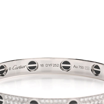 Cartier 18K White Gold Diamond Ceramic LOVE Paved Bracelet 16 3 of 4