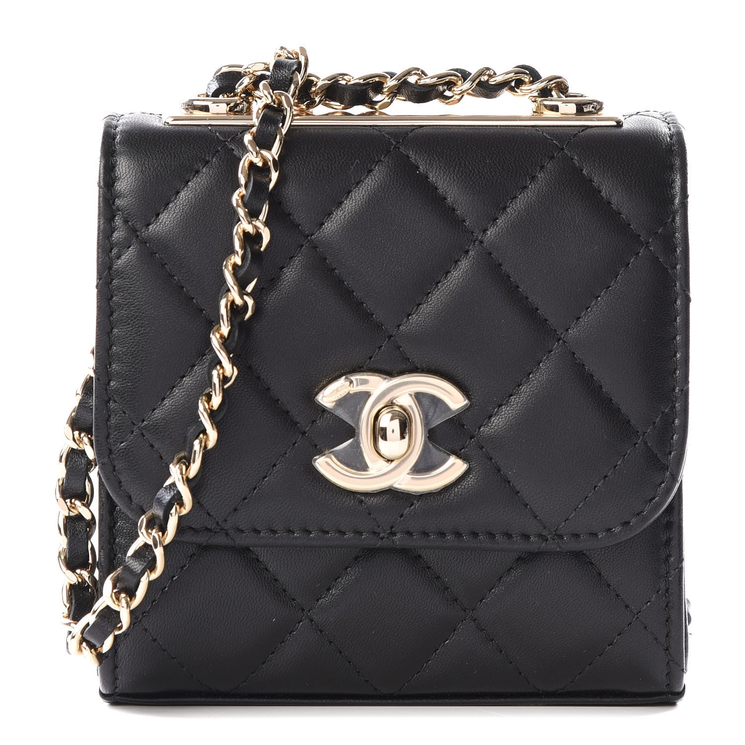 Chanel Lambskin Quilted Mini Trendy CC Chain Wallet Black 1 of 12