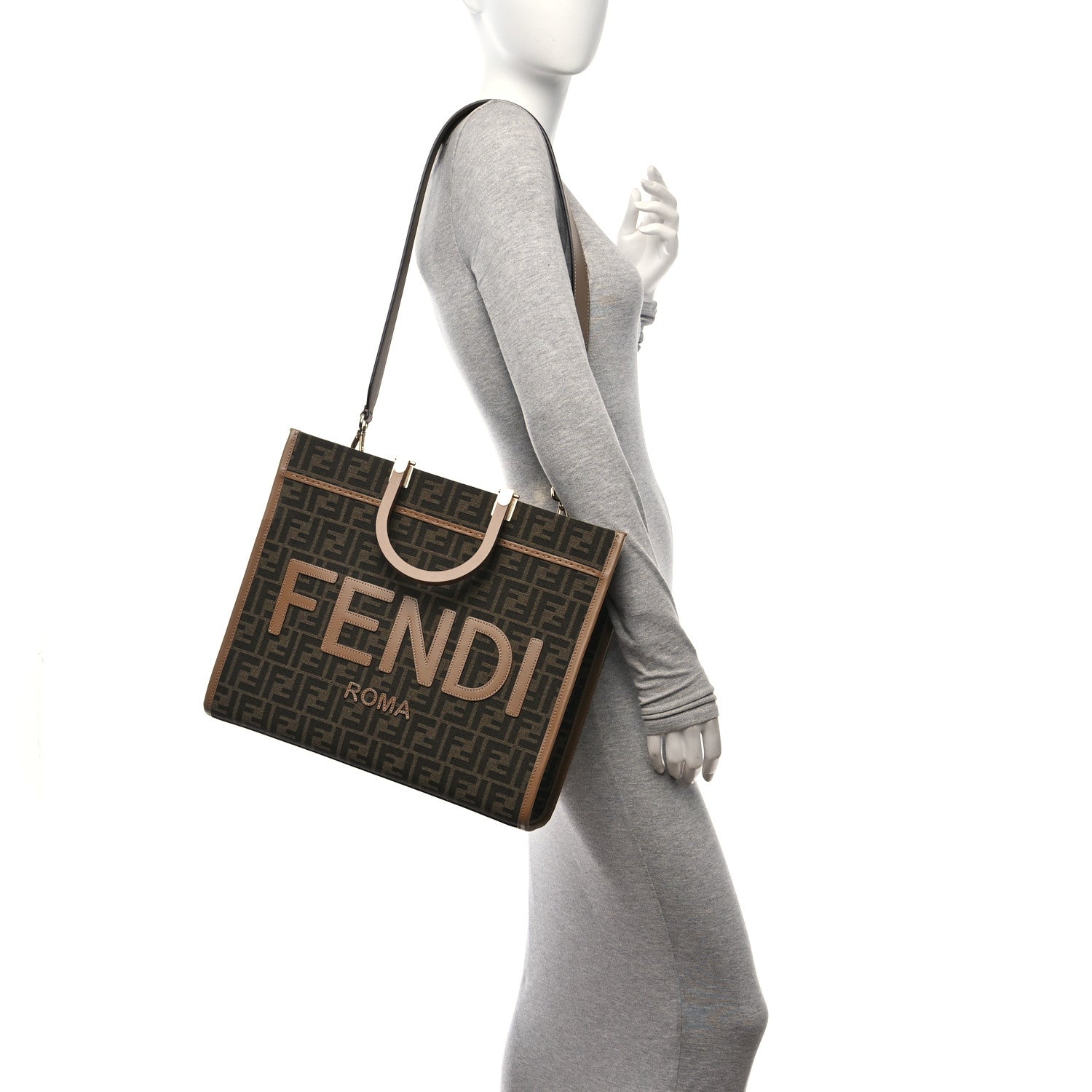 Fendi Vitello King Jacquard FF Medium Fendi Sunshine Shopper Tote Cuoiota 2 of 9