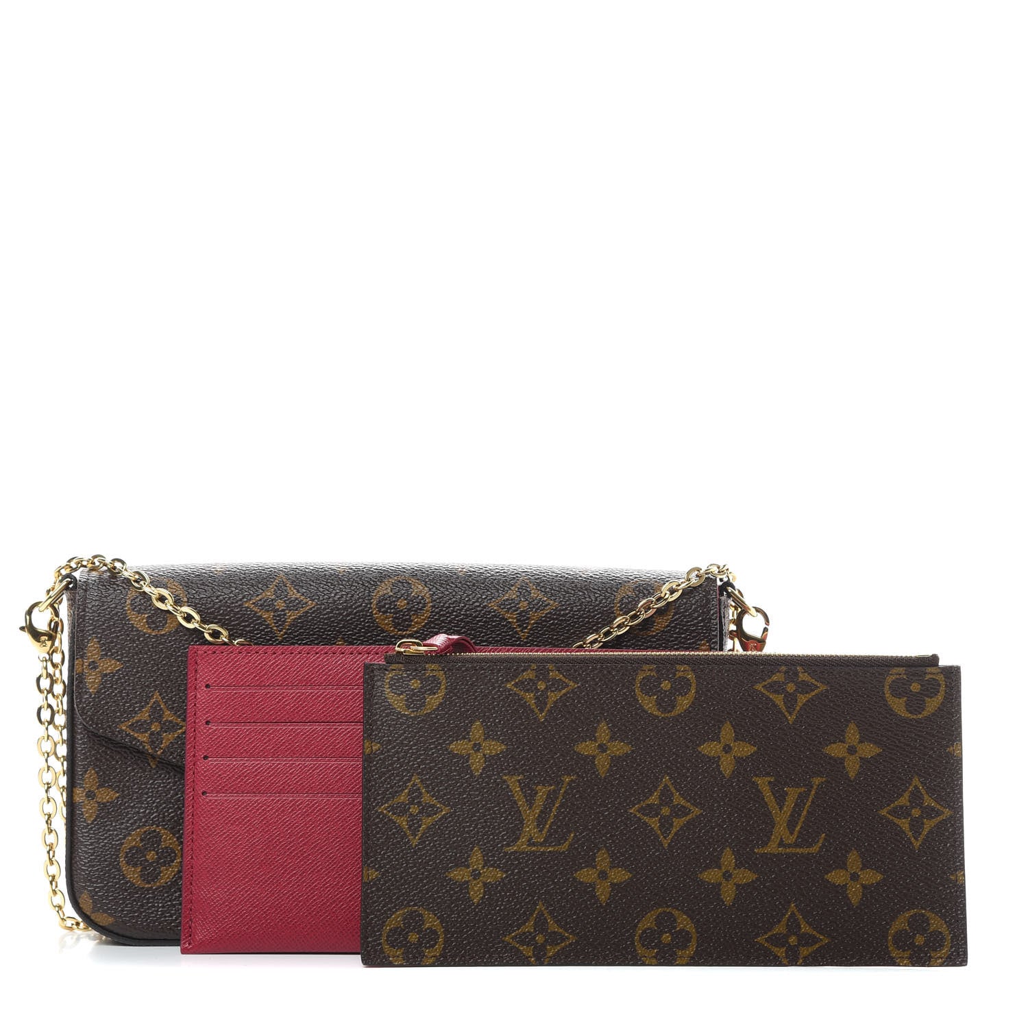 Louis Vuitton Monogram Pochette Felicie Chain Wallet Fuchsia 3 of 14