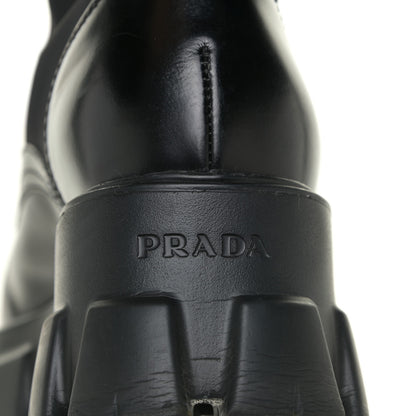 Prada Spazzolato Rois Nylon Metal Triangle Logo Monolith Pouch Pocket 55mm Boots 39.5 Black 18 of 20