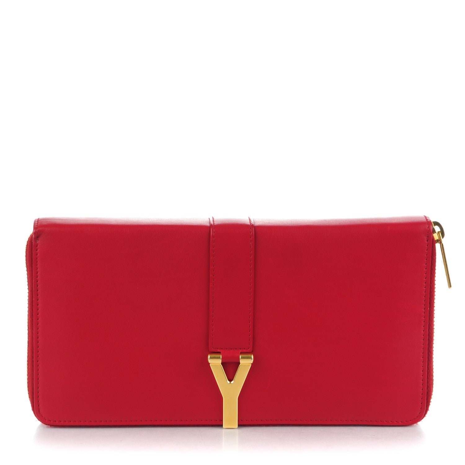 Saint Laurent Calfskin Classic Y Ligne Zip Around Wallet Red 1 of 7