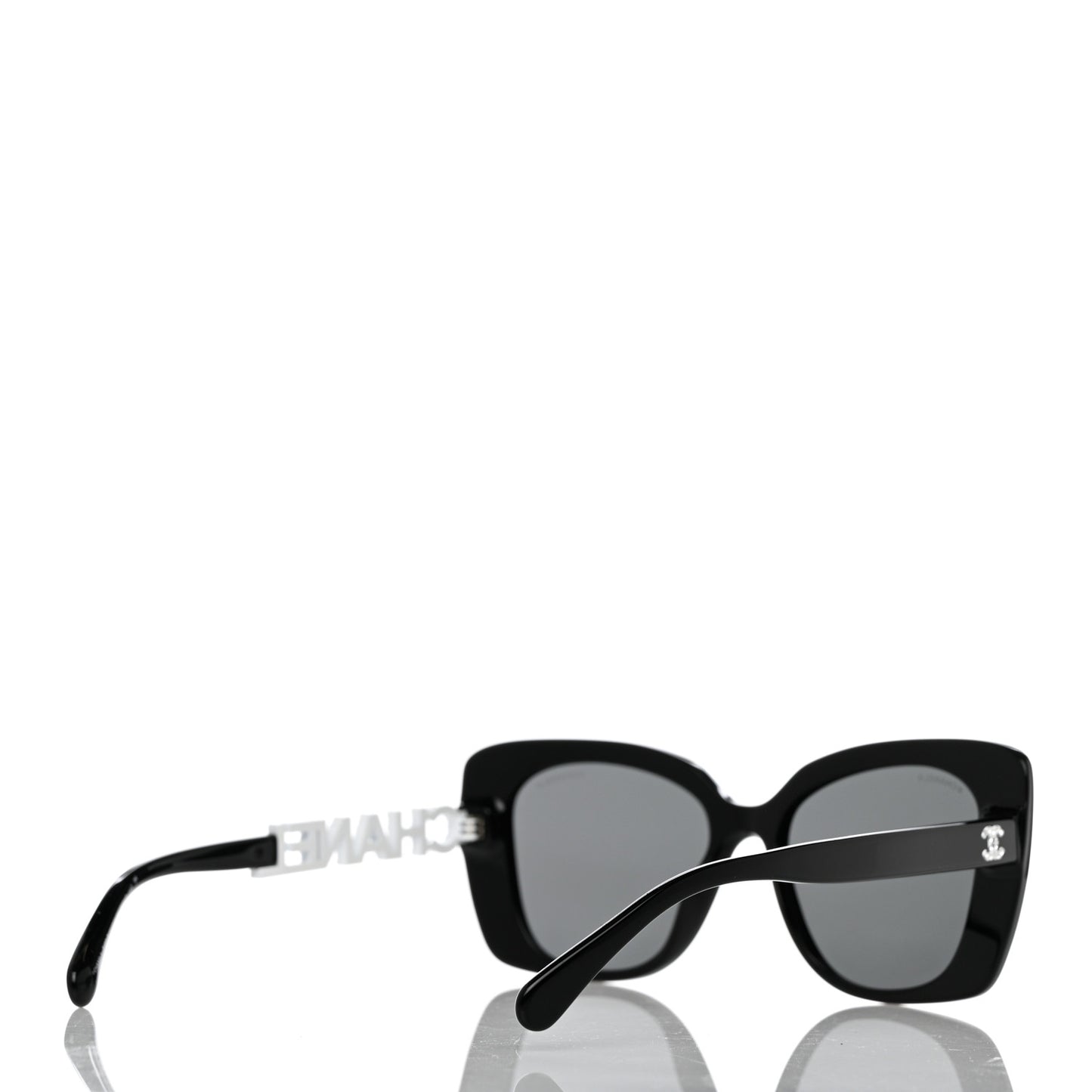 Acetate Strass Square Sunglasses 5422-B Black White