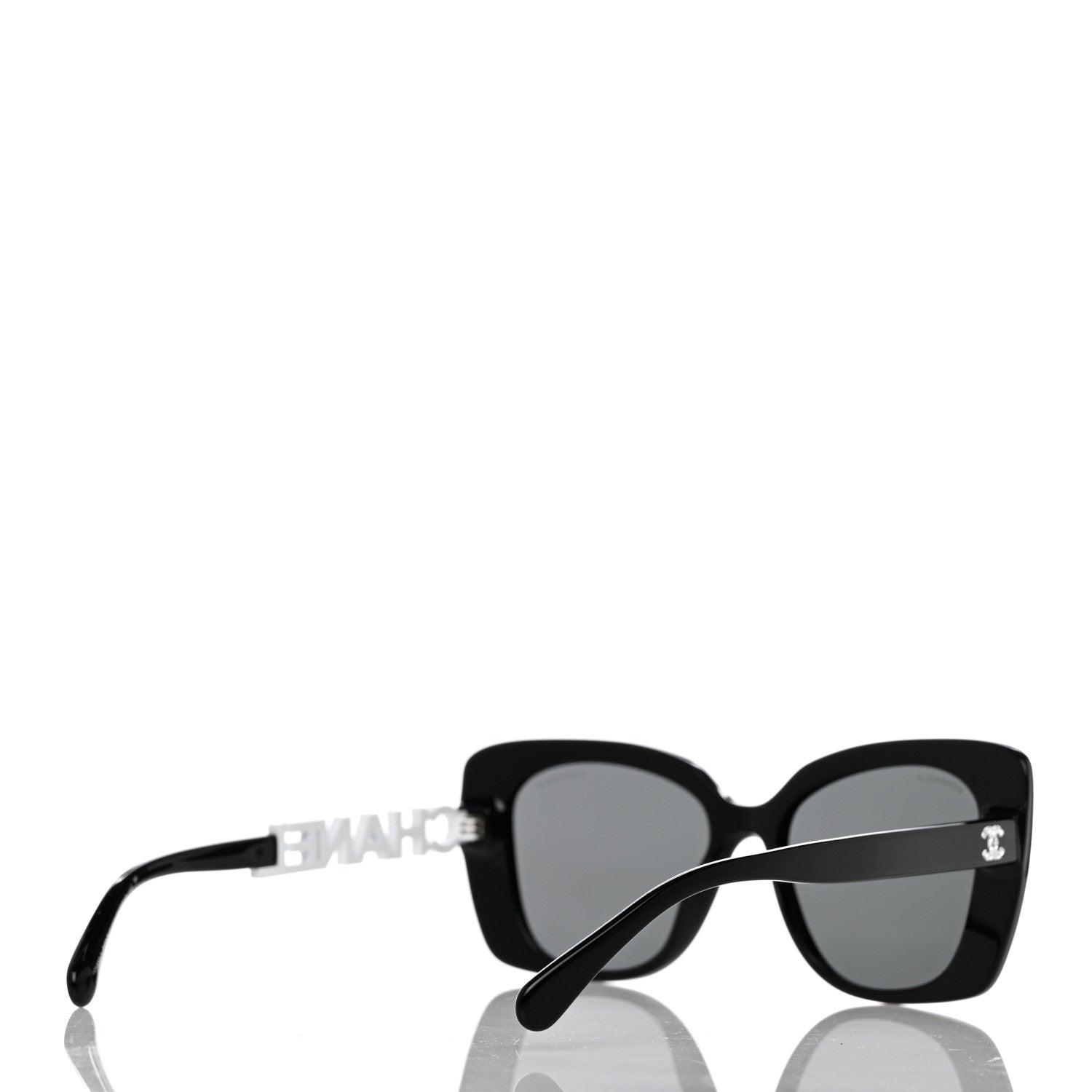 Chanel Acetate Strass Square Sunglasses 5422-B Black White 4 of 8