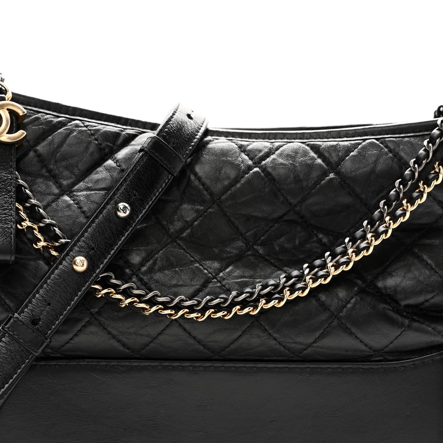 Chanel Aged Calfskin Quilted Medium Gabrielle Hobo Black 8 of 10