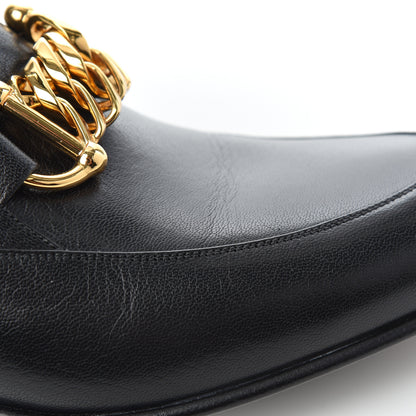 Gucci Goatskin Mens Chain Mid Heel Loafers 11 Black 8 of 13