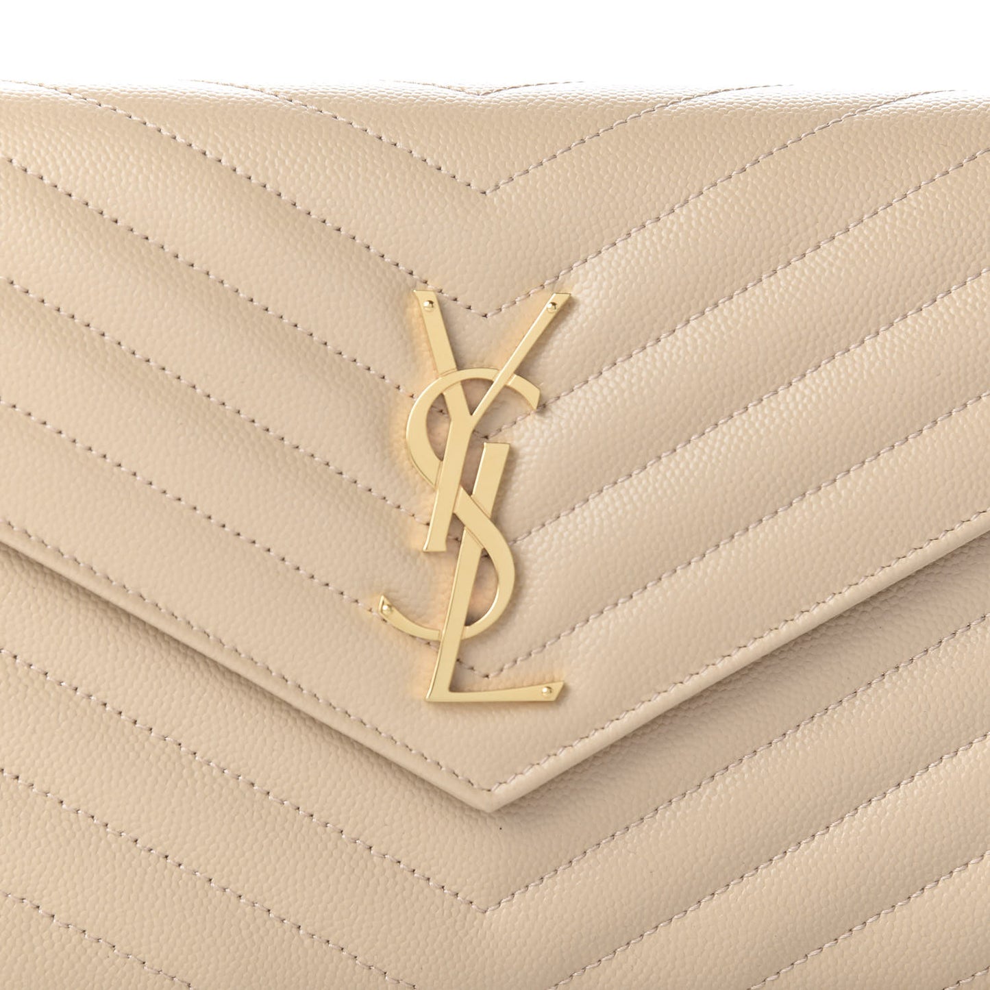 Grain De Poudre Matelasse Chevron Monogram Chain Wallet Nude Powder