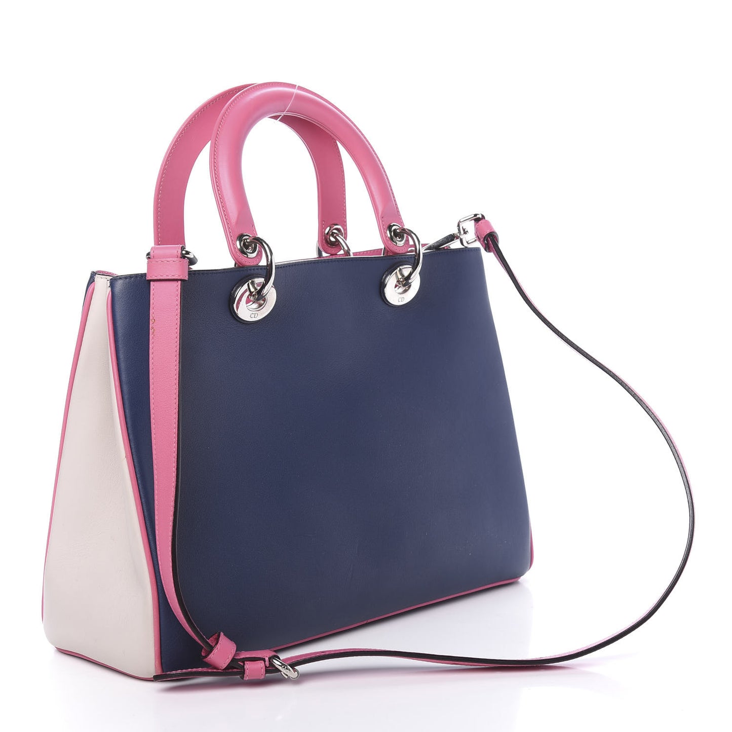 Smooth Calfskin Medium Tri-Color Diorissimo Bag Navy Pink