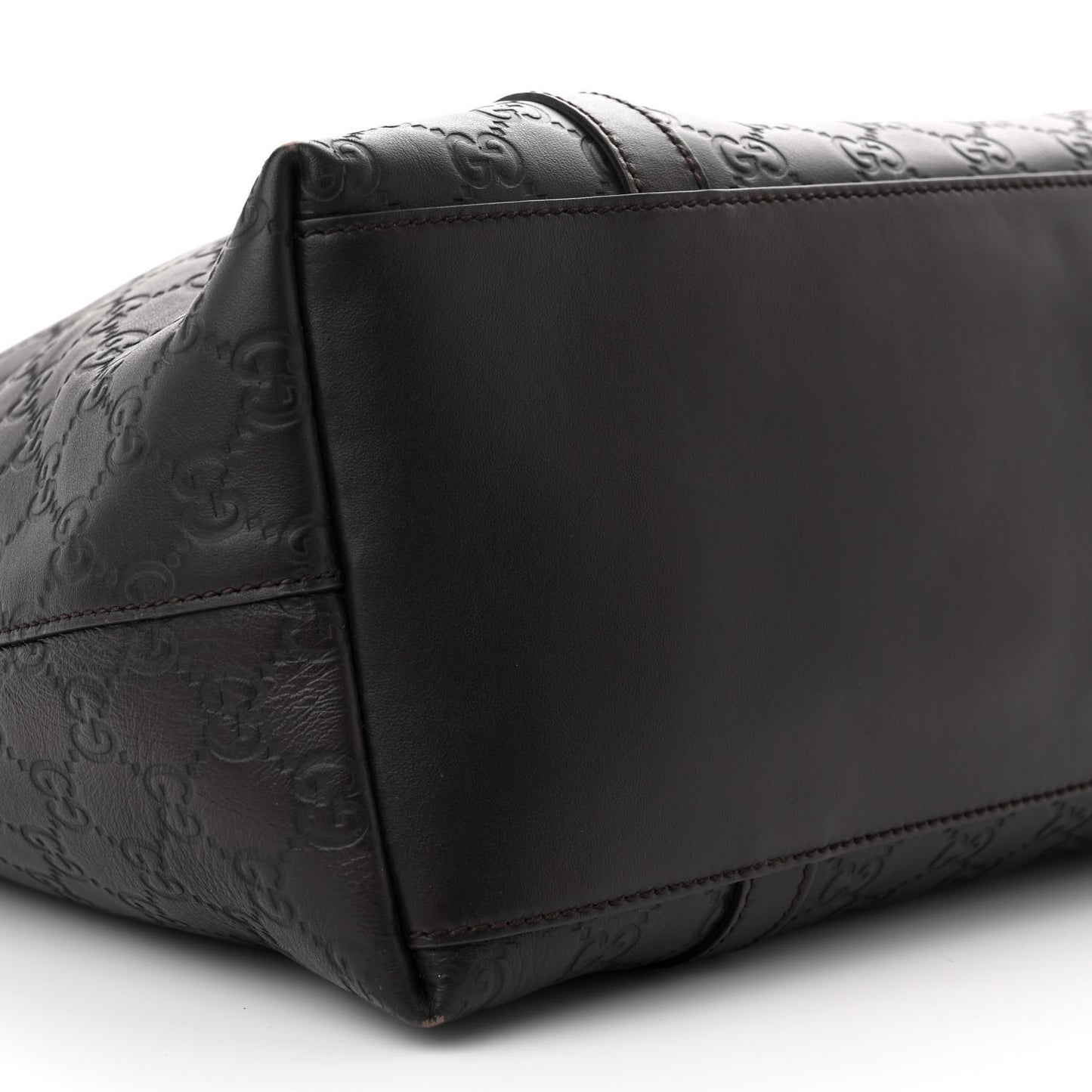 Guccissima Large GG Charm Convertible Dome Satchel Dark Brown