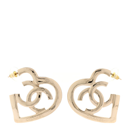 Chanel Metal CC Heart Coco In Love Hoop Earrings Gold 1 of 5