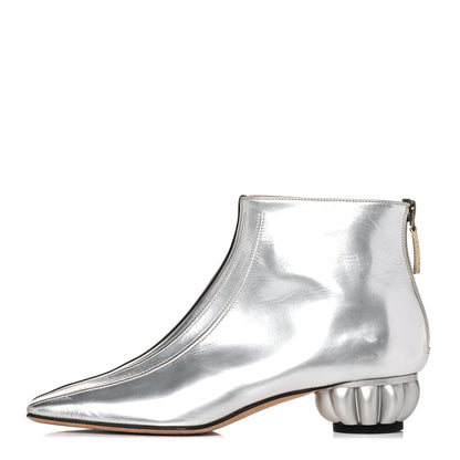 Chanel Metallic Patent CC Short Boots 36.5 Silver 1 of 13