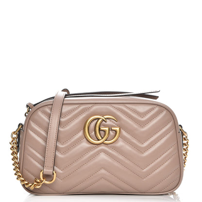 Gucci Calfskin Matelasse Small GG Marmont Chain Shoulder Bag Taupe 1 of 17
