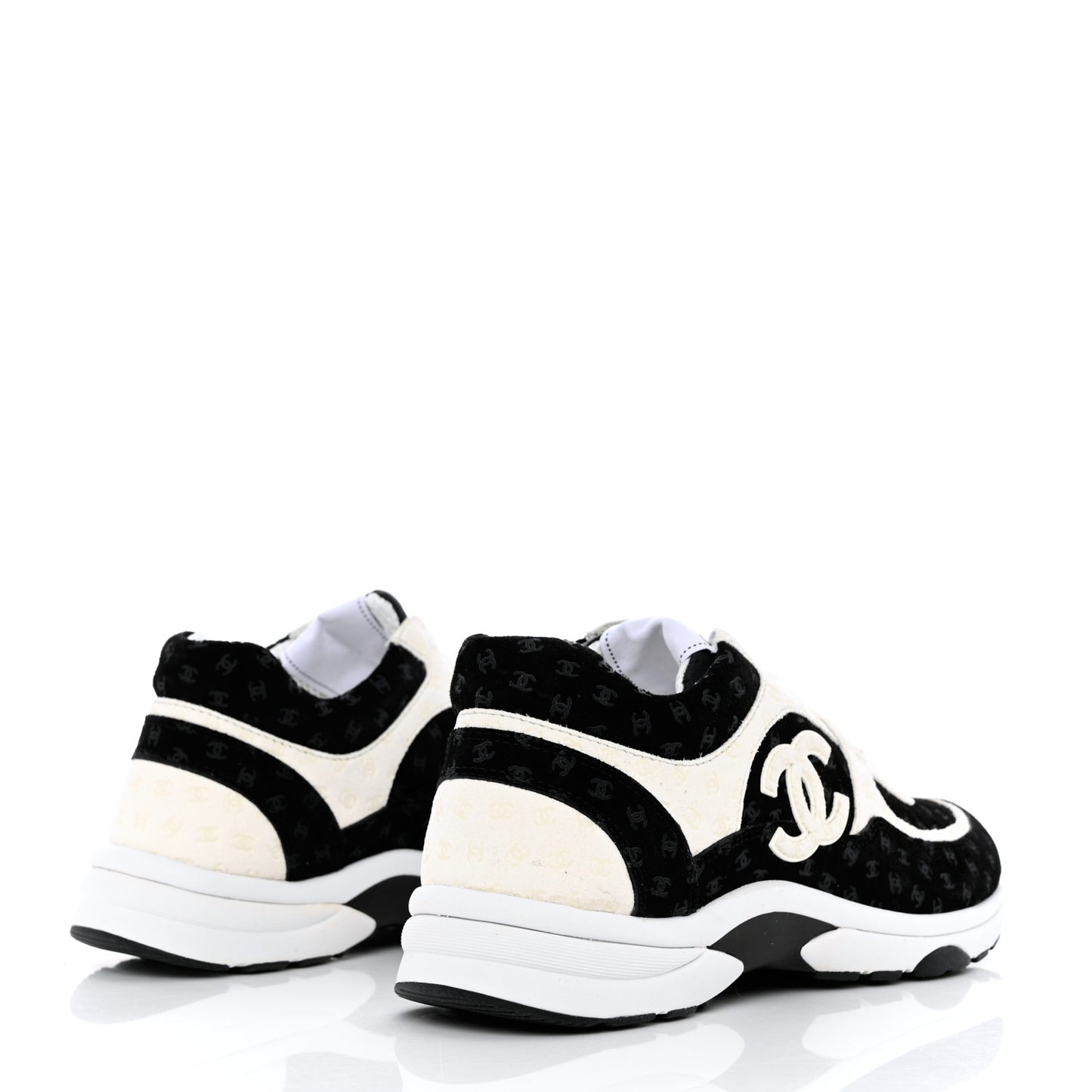 Suede Calfskin Printed CC Sneakers 36.5 Black White