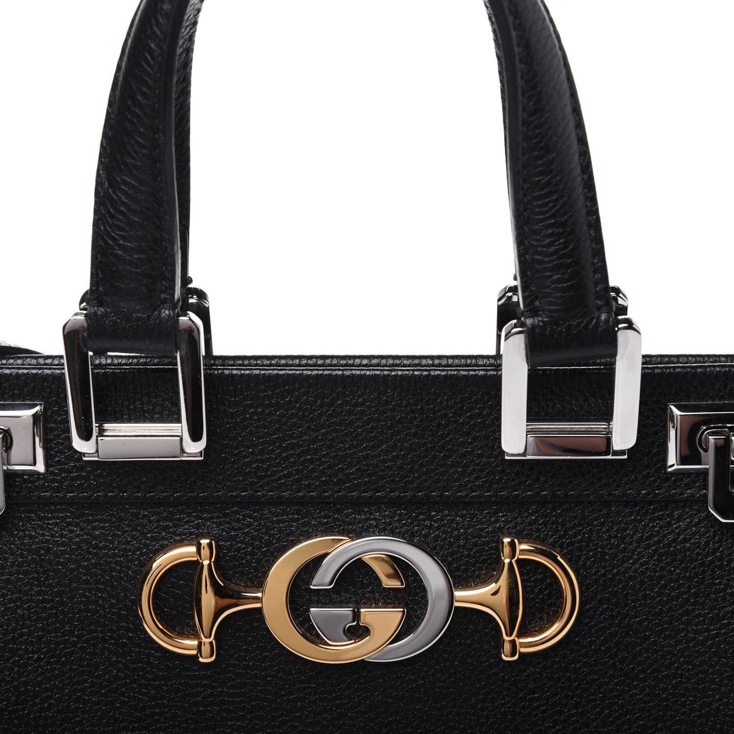 Grainy Calfskin Small Zumi Top Handle Bag Black