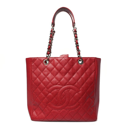 Chanel Caviar Quilted Vertical Grand Shopping Tote GST Red 1 of 12