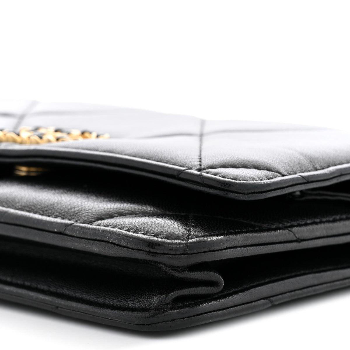 Lambskin Quilted Chanel 19 Wallet On Chain WOC Black