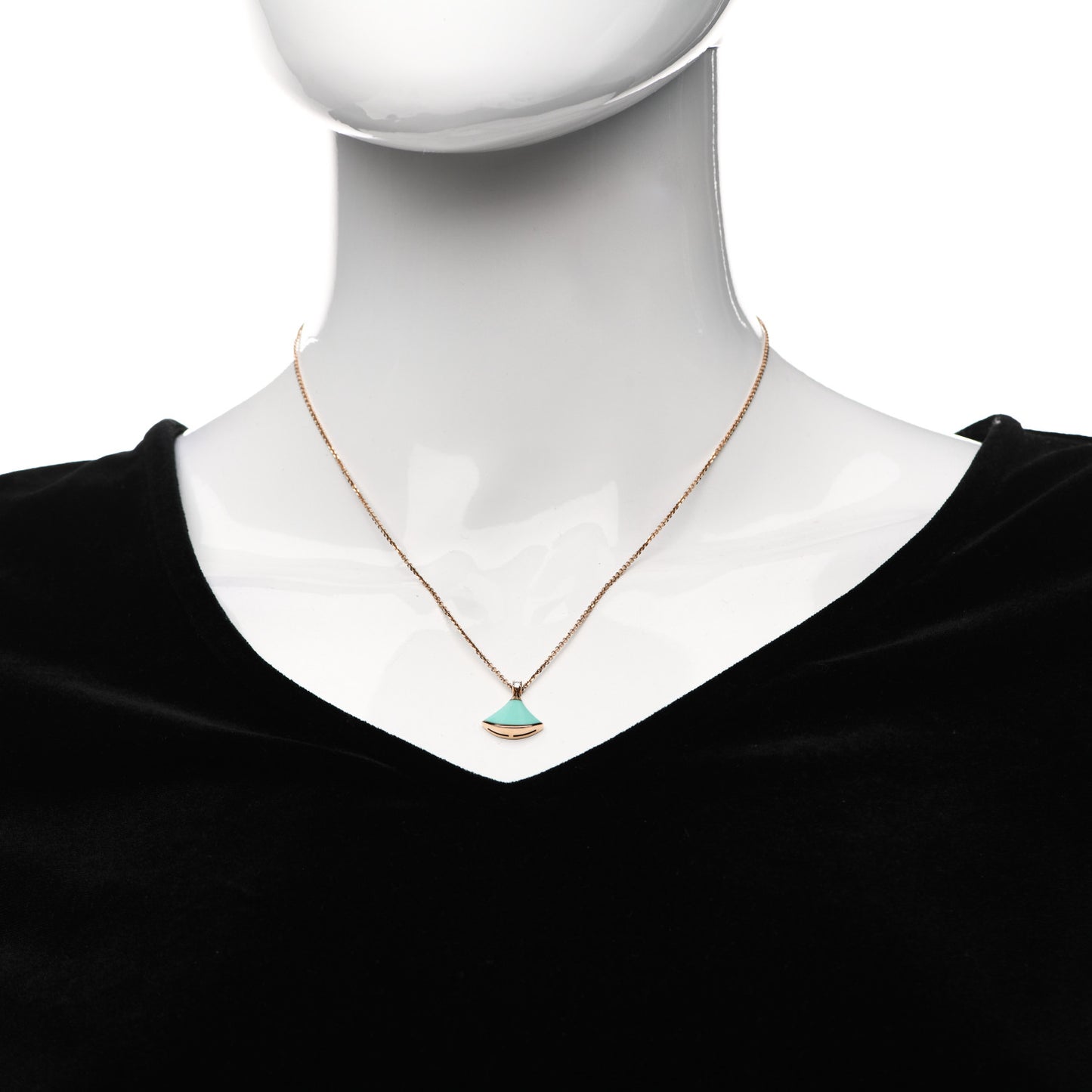 18K Rose Gold Diamond Turquoise Divas' Dream Pendant Necklace