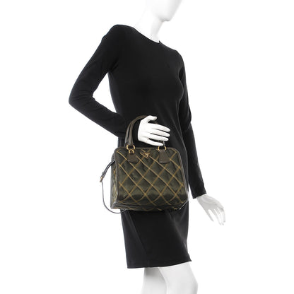 Prada Saffiano Tessuto Nylon Impunturato Quilted Shopper Militare Soleil 2 of 9
