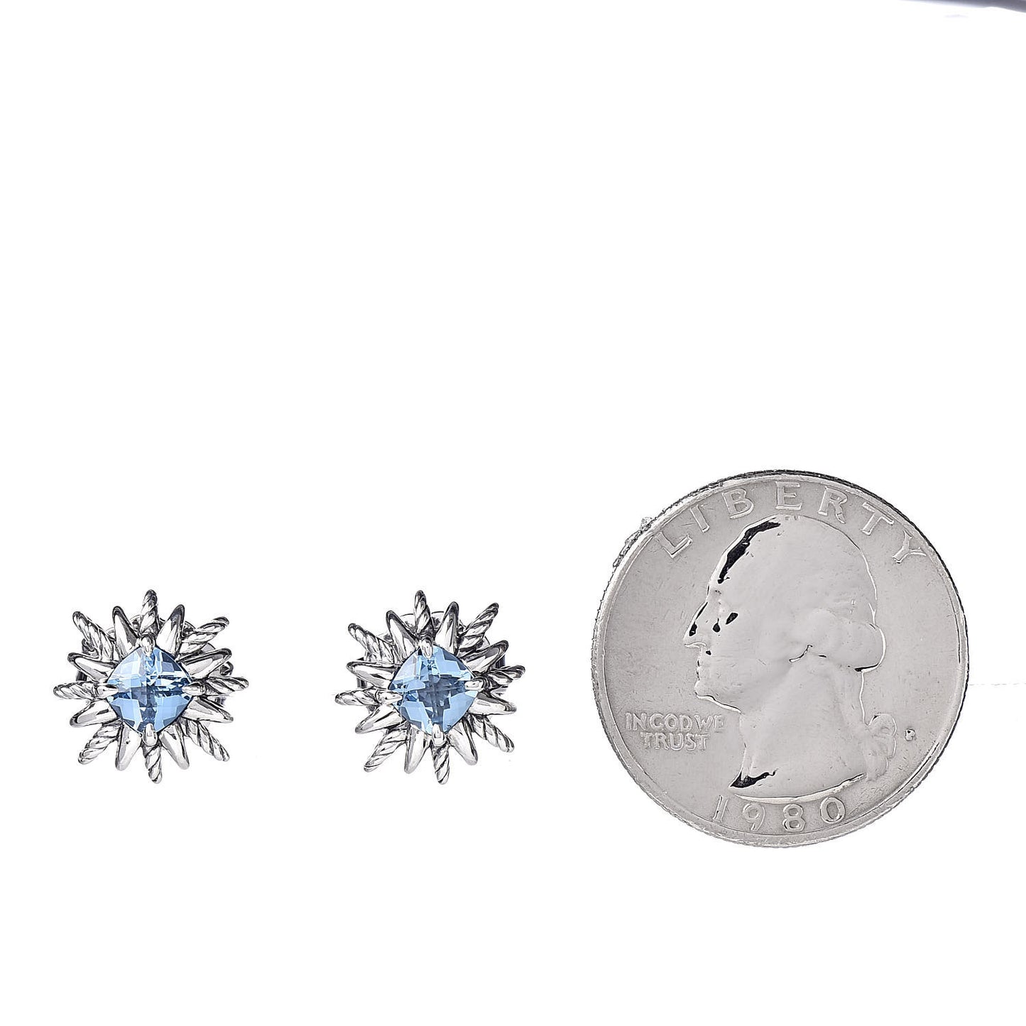 Sterling Silver Blue Topaz Starburst Stud Earrings