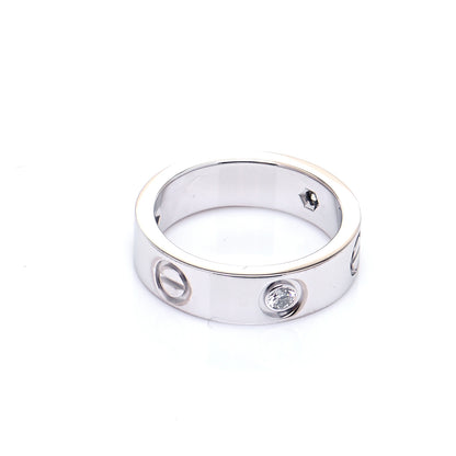 Cartier 18K White Gold 3 Diamond 5.5mm LOVE Ring 53 6.5 5 of 6