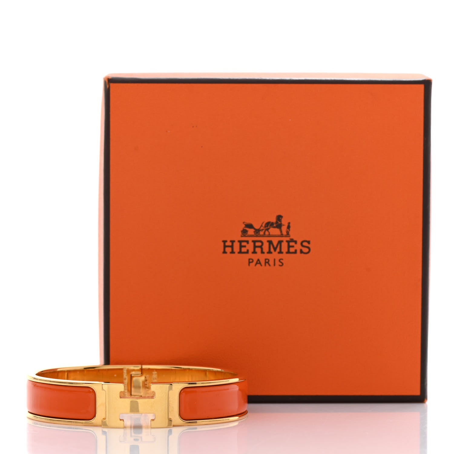 Hermes Enamel Narrow Clic Clac H Bracelet PM Orange 4 of 5