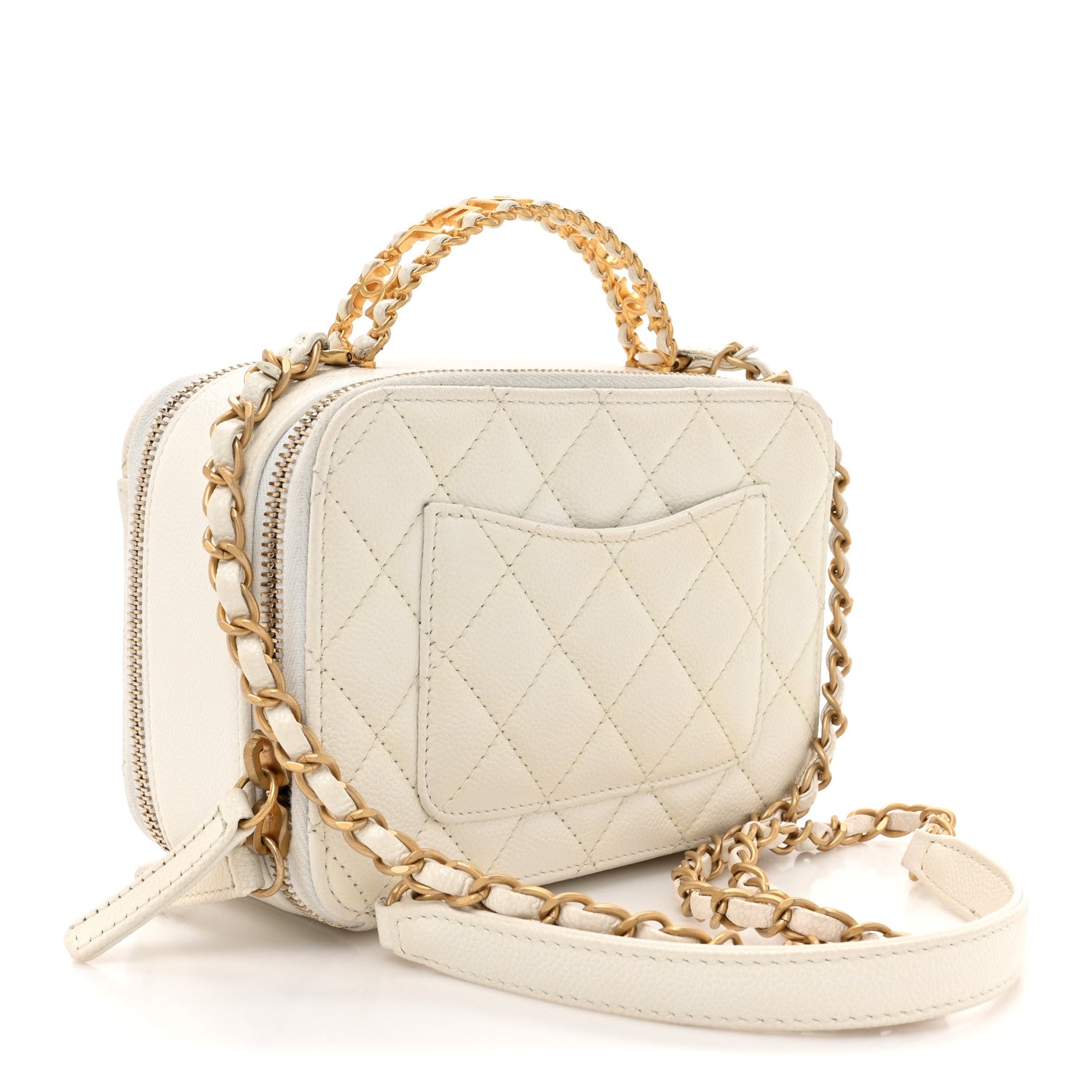Chanel Caviar Quilted Mini Pick Me Up Vanity Case White 1613982