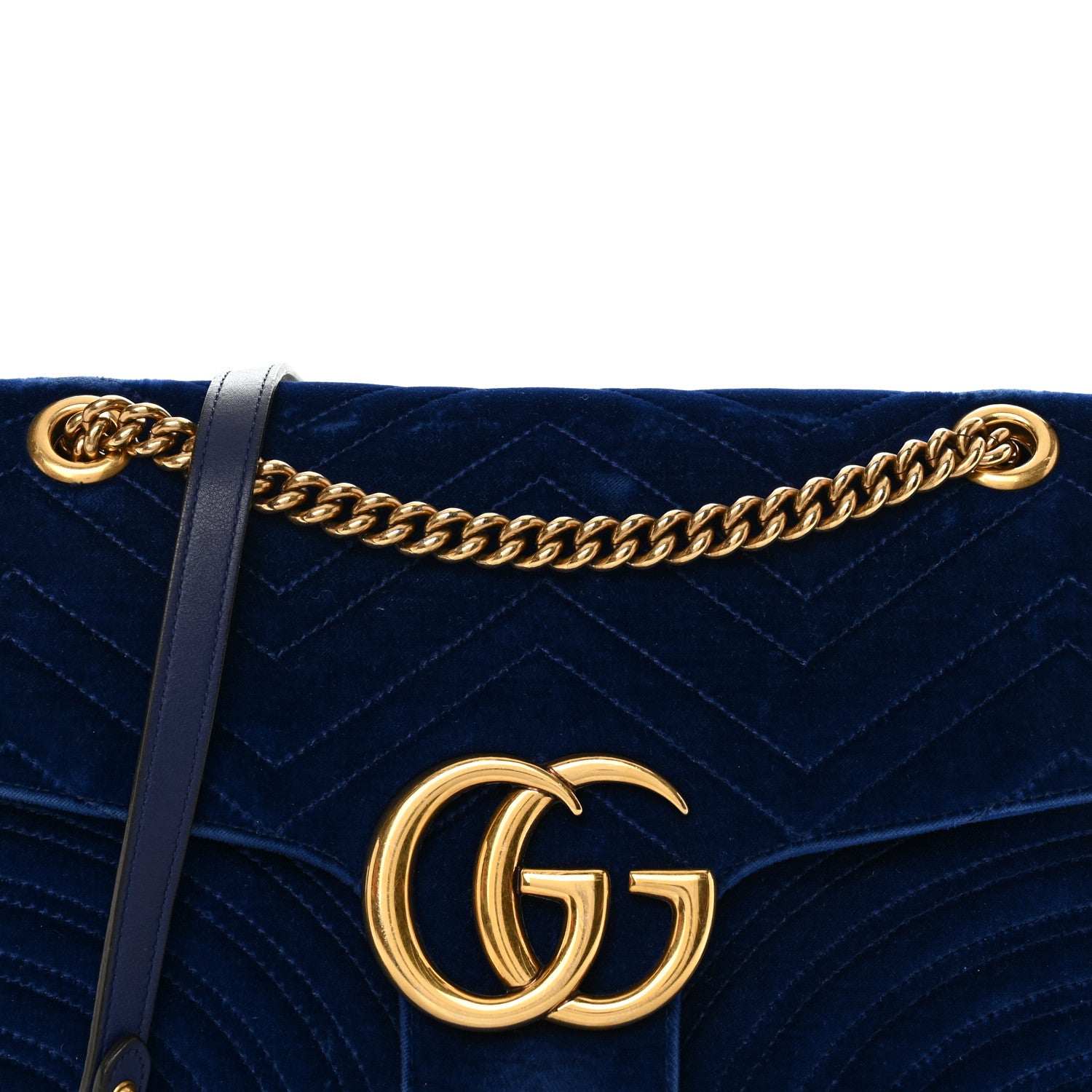 Gucci Velvet Matelasse Medium GG Marmont Shoulder Bag Cobalt Blue 8 of 13