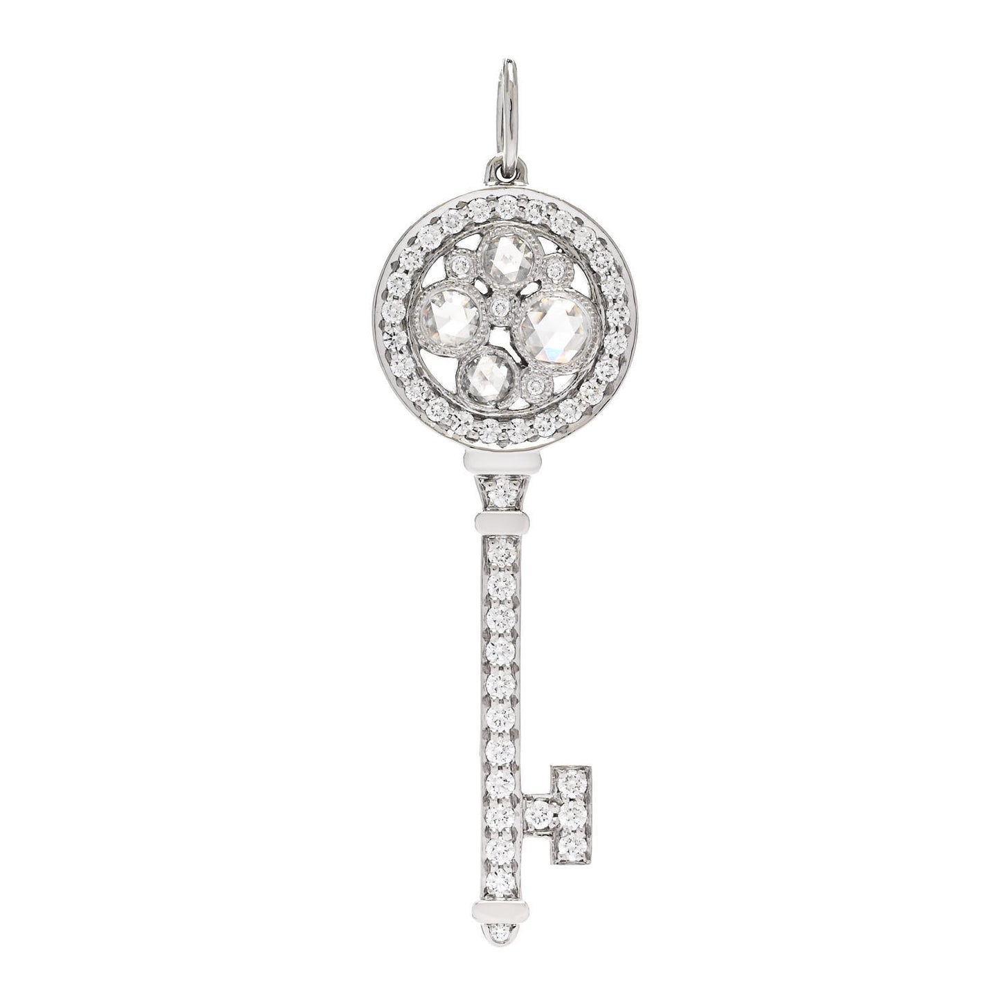 Platinum Diamond Cobblestone Key Pendant