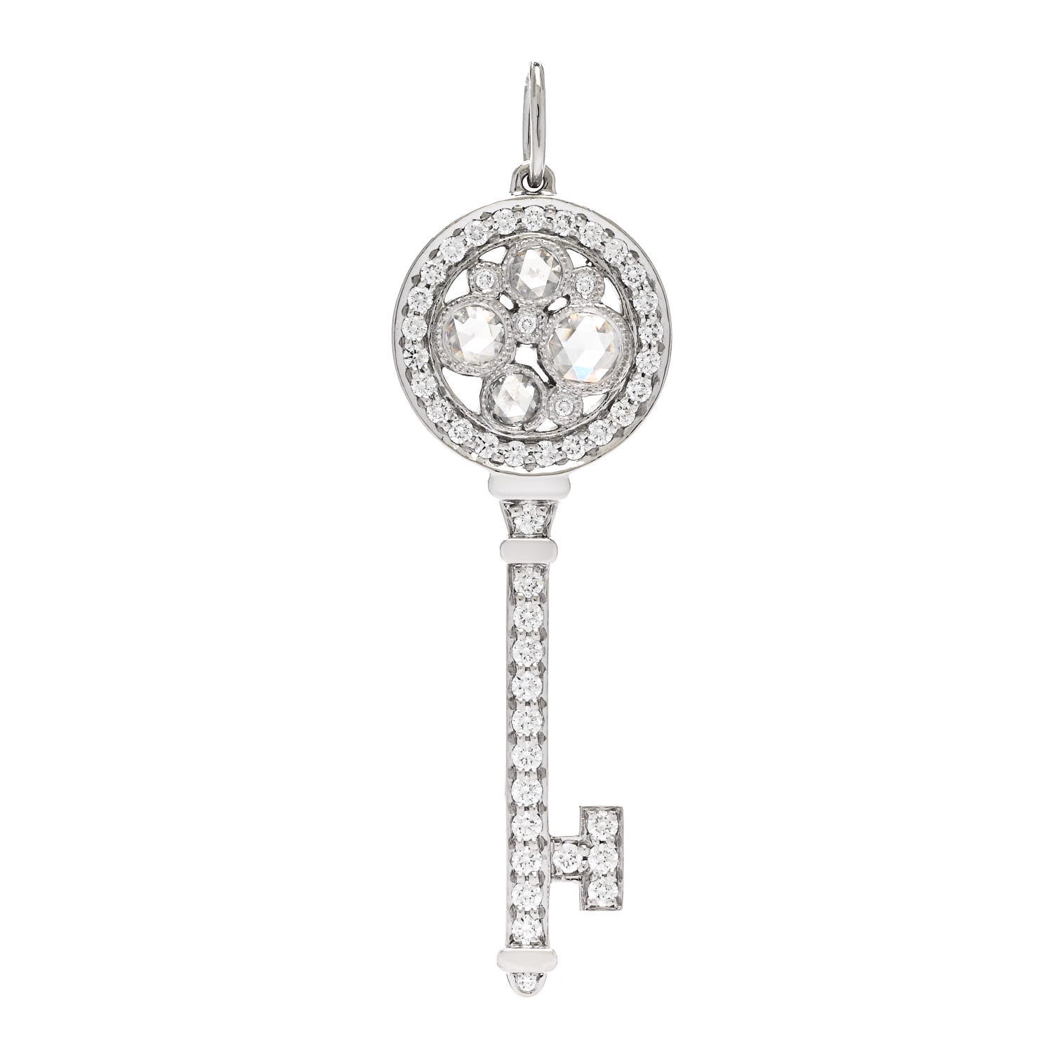 Tiffany Platinum Diamond Cobblestone Key Pendant 1 of 5
