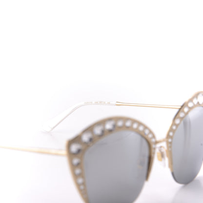 Gucci Metal Crystal Cat Eye Sunglasses GG00114S Gold 8 of 10