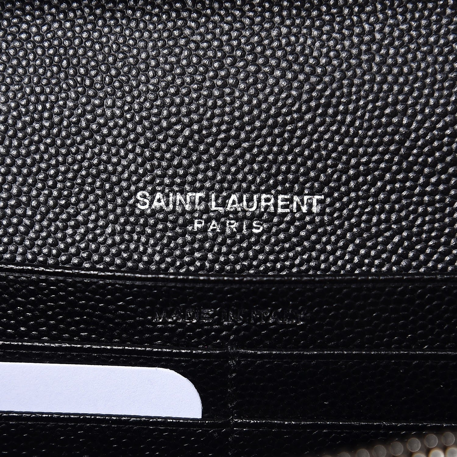 Saint Laurent Grain De Poudre Matelasse Chevron Monogram Chain Wallet Black 5 of 6